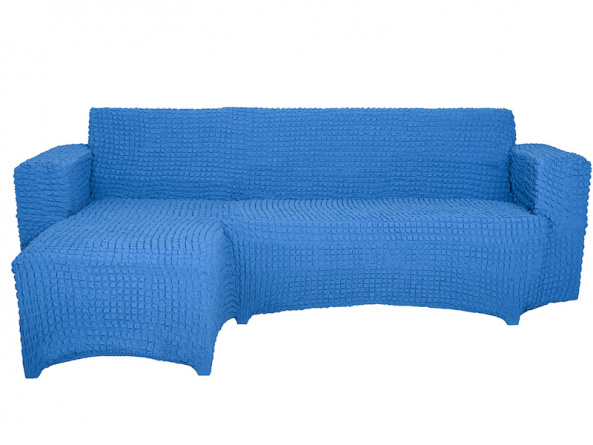 Чехол на угловой диван с оттоманкой CONCORDIA, выступ справа, цвет синий фото 6