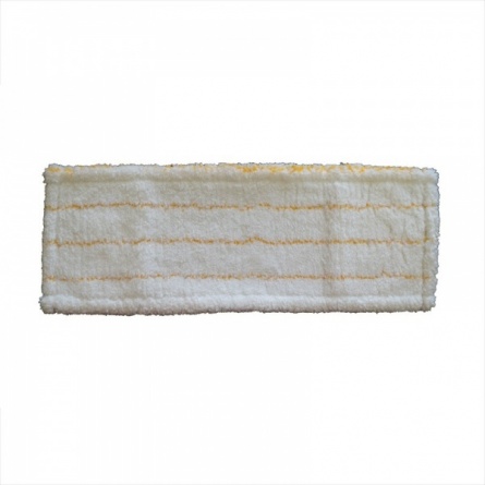 Насадка для швабры плоская (моп), 50х14 см, микрофибра, ухо+карман, белый с желтой полосой фото 1