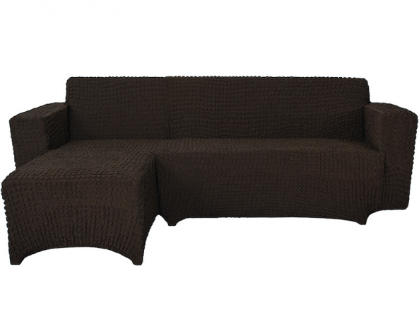 Чехол на угловой диван с оттоманкой CONCORDIA, выступ справа, цвет тёмно-коричневый фото 10