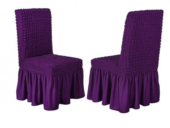 Чехлы на стулья с оборкой Venera, цвет фиолетовый, комплект 6 штук фото 2