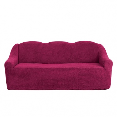 Комплект чехлов на трехместный диван и два кресла плюшевый Venera, цвет бордовый фото 2