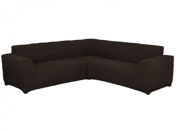Чехол на угловой диван без оборки Concordia, цвет тёмно-коричневый фото 6