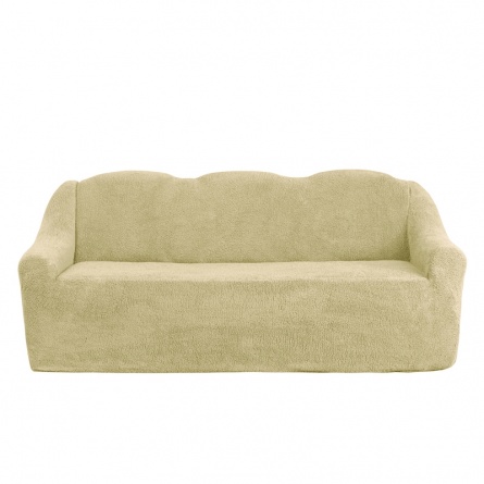 Комплект чехлов на трехместный диван и два кресла плюшевый Venera, цвет светло-бежевый фото 2