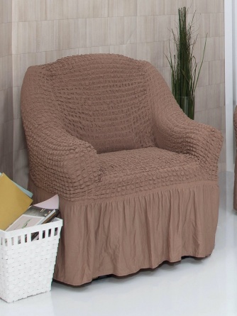 Чехол на кресло с оборкой Venera, цвет коричневый фото 2