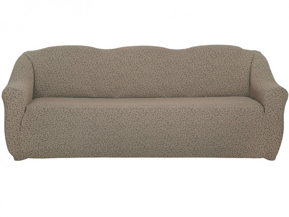Чехол на трёхместный диван без оборки Venera "Жаккард", цвет бежевый фото 2