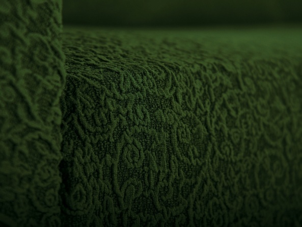 Чехол на трёхместный диван без оборки Venera "Жаккард", цвет зелёный фото 4