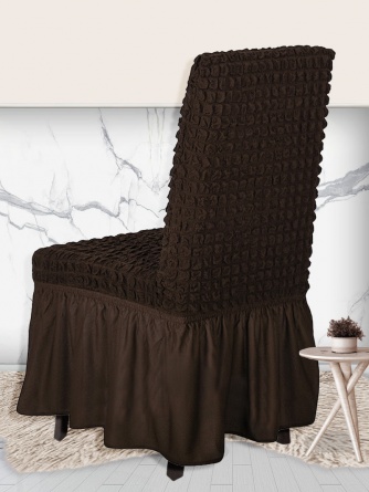 Чехол на стул с оборкой Venera, цвет темно-коричневый, 1 предмет фото 8