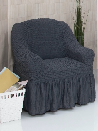 Чехол на кресло с оборкой Venera, цвет темно-серый фото 2