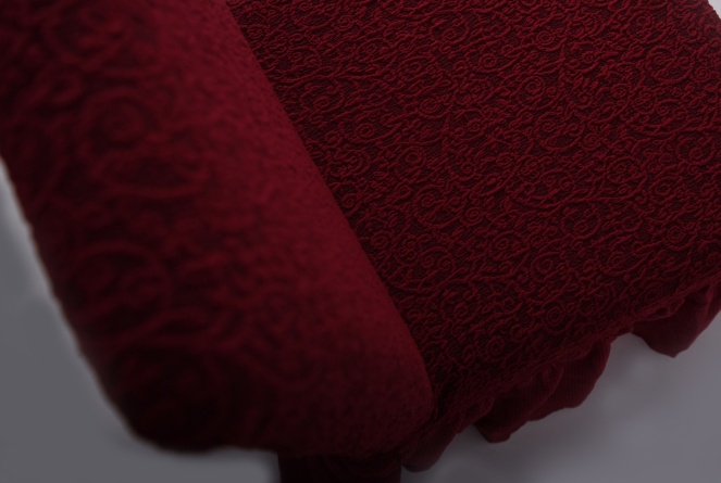 Чехлы на стулья с оборкой Venera "Жаккард", цвет бордовый, комплект 6 штук фото 7