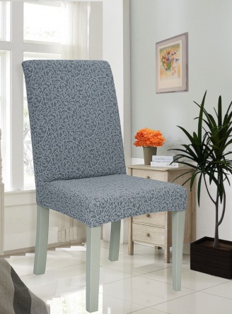Чехол на стул без оборки Venera "Жаккард", цвет серый, 1 предмет фото 1