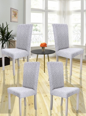 Чехлы на стулья без оборки Venera "Жаккард", цвет светло-серый, комплект 4 штуки фото 2