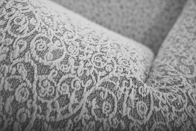 Чехол на трёхместный диван без оборки Venera "Жаккард", цвет светло-серый фото 8