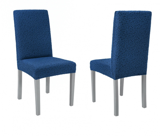 Чехол на стул без оборки Venera "Жаккард", цвет синий, 2 штуки фото 1