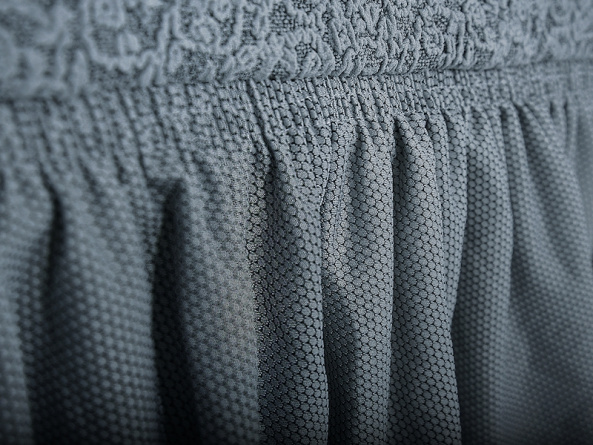 Чехол на угловой диван с оборкой Venera "Жаккард", цвет серый фото 4