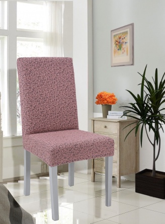 Чехол на стул без оборки Venera "Жаккард", цвет пудровый, 1 предмет фото 1