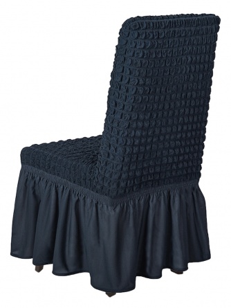 Чехлы на стулья с оборкой Venera, цвет темно-серый, комплект 6 штук фото 6