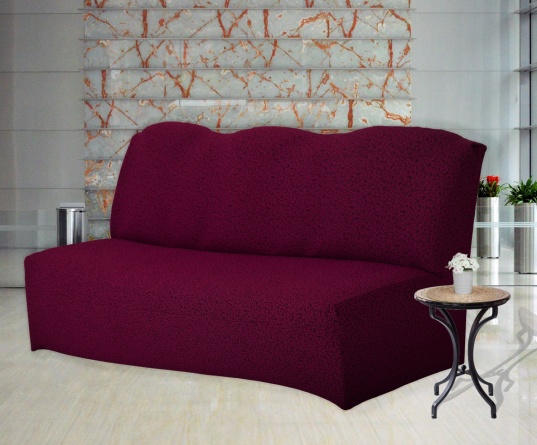 Чехол на трёхместный диван без подлокотников Venera, жаккард, цвет бордовый фото 1