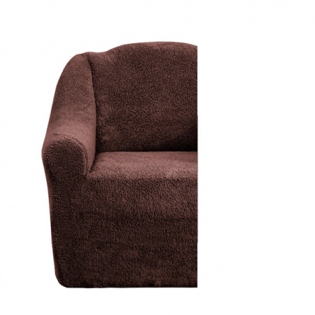Комплект чехлов на трехместный диван и два кресла плюшевый Venera, цвет темно-коричневый фото 3