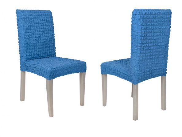 Чехлы на стулья без оборки Venera, цвет синий, комплект 6 штук фото 5