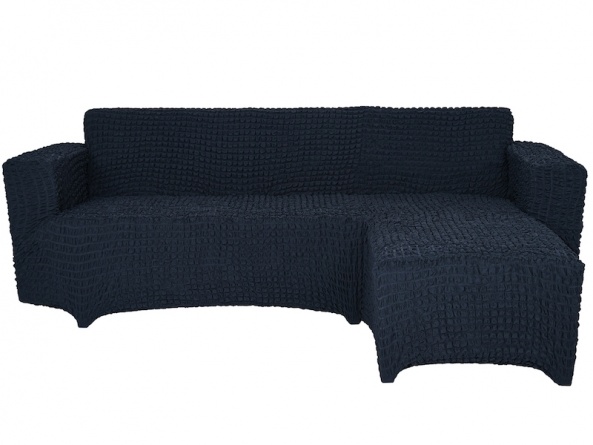 Чехол на угловой диван с оттоманкой CONCORDIA, выступ слева, цвет тёмно-серый фото 1