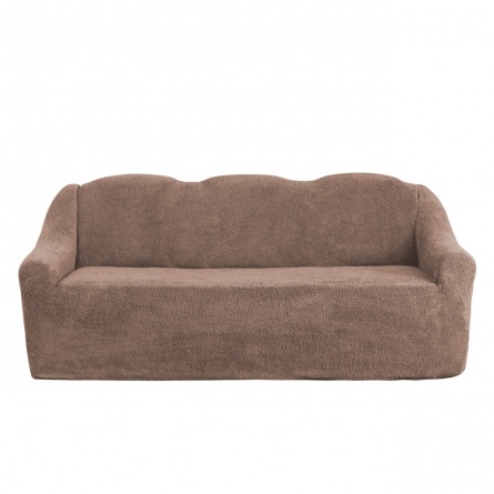 Комплект чехлов на трехместный диван и два кресла плюшевый Venera, цвет коричневый фото 2