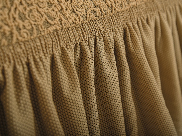 Чехол на трёхместный диван с оборкой Venera "Жаккард", цвет светло-коричневый фото 8