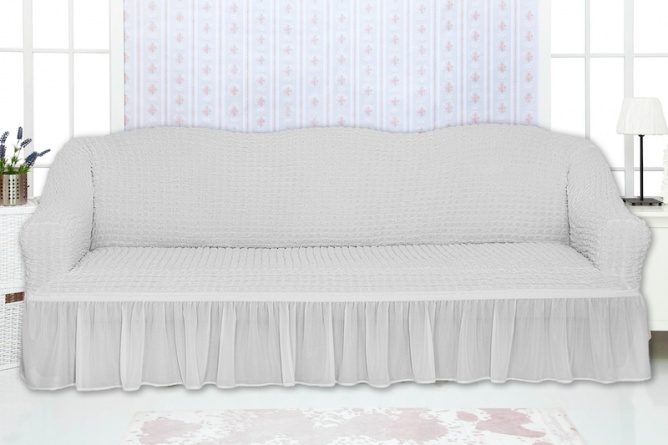 Чехол на трехместный диван с оборкой CONCORDIA, цвет белый фото 1