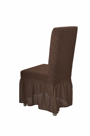 Чехлы на стулья с оборкой Venera "Жаккард", цвет коричневый, комплект 6 штук фото 5