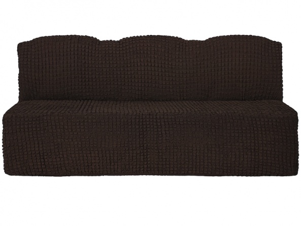 Чехол на трехместный диван без подлокотников и оборки Venera, цвет тёмно-коричневый фото 3