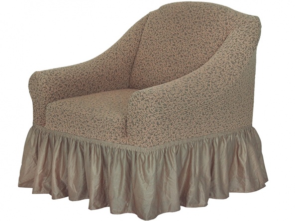 Комплект чехлов на трехместный диван и кресла Venera "Жаккард", цвет бежевый, 3 предмета фото 8