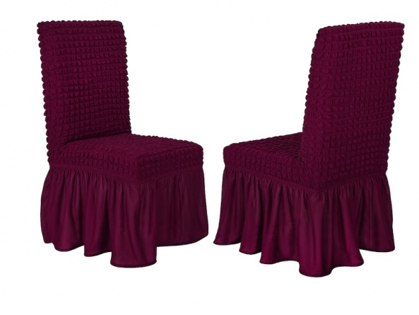 Чехол на стул с оборкой Venera, цвет бордовый, 1 предмет фото 4