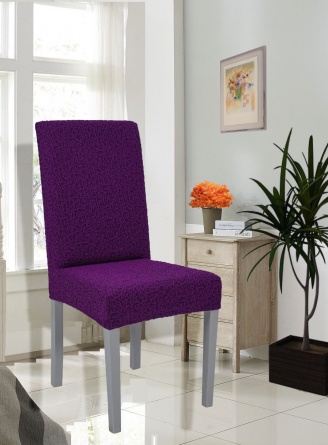 Чехол на стул без оборки Venera "Жаккард", цвет фиолетовый, 1 предмет фото 1