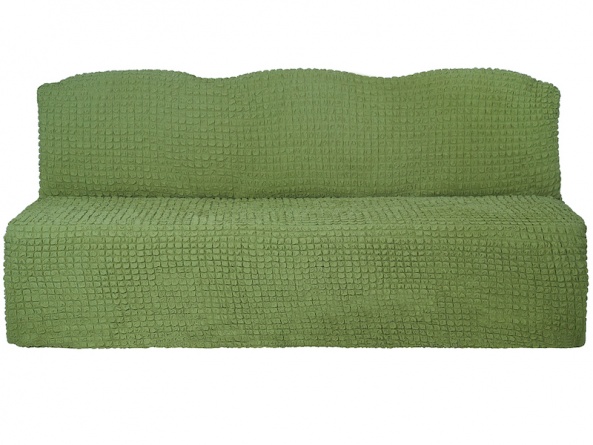 Чехол на трехместный диван без подлокотников и оборки Venera, цвет оливковый фото 5