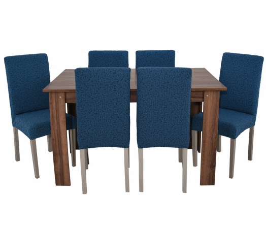 Чехлы на стулья без оборки Venera "Жаккард", цвет синий, комплект 6 штук фото 1
