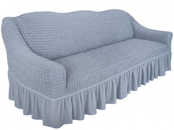 Комплект чехлов на трехместный диван и два кресла с оборкой Concordia, цвет серый фото 3