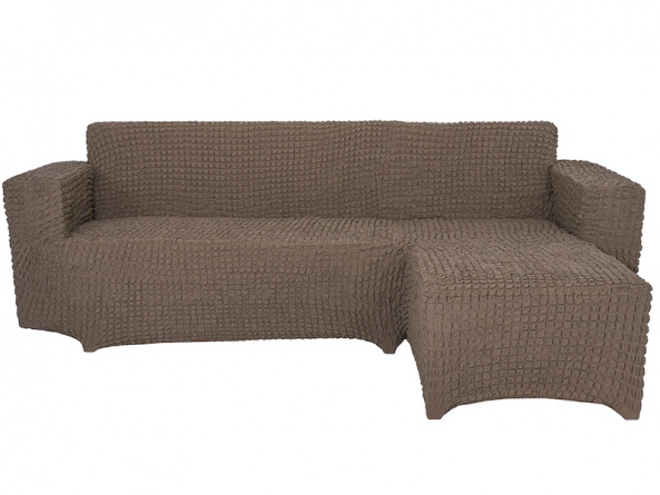 Чехол на угловой диван с оттоманкой CONCORDIA, выступ слева, цвет коричневый фото 1