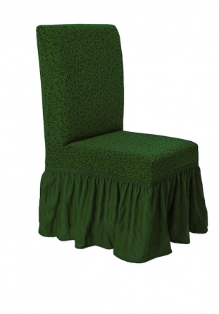 Чехол на стул с оборкой Venera "Жаккард", цвет зеленый, 2 штуки фото 5