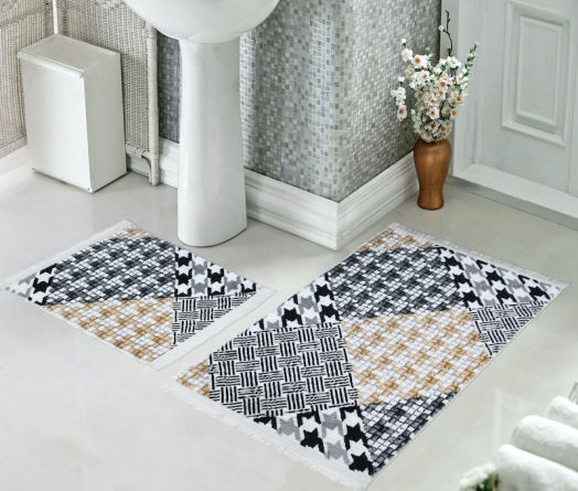 Набор ковриков для ванной и туалета Venera, 60x100/50x60 см, черный фото 1