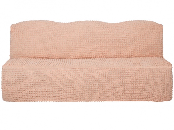 Чехол на трехместный диван без подлокотников и оборки Venera, цвет персиковый фото 3
