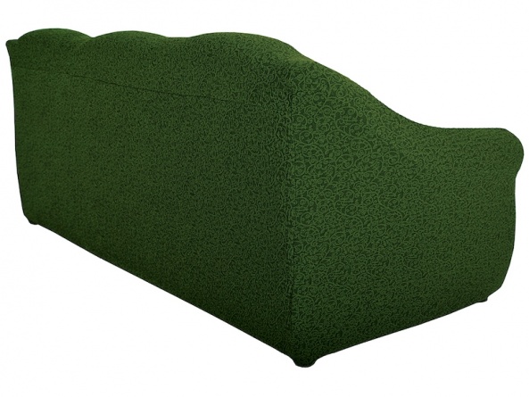 Чехол на трёхместный диван без оборки Venera "Жаккард", цвет зелёный фото 3