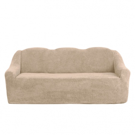 Чехол на трёхместный диван плюшевый Venera, цвет бежевый фото 12