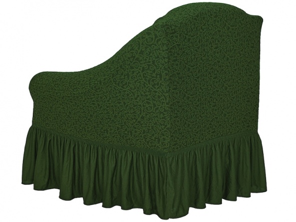 Комплект чехлов на угловой диван и кресло с оборкой Venera "Жаккард", цвет зелёный фото 4
