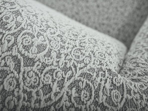 Чехол на трёхместный диван с оборкой Venera "Жаккард", цвет слоновая кость фото 6