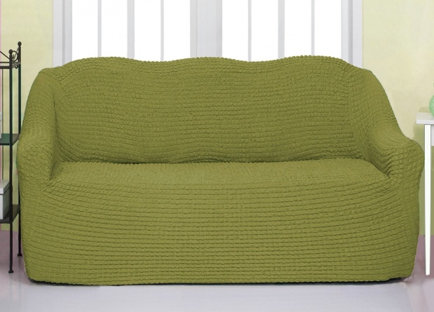 Чехол на трехместный диван без оборки Concordia, цвет оливковый фото 1