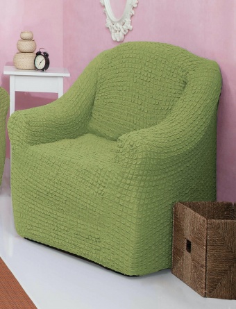 Чехол на кресло без оборки Venera, цвет оливковый фото 2