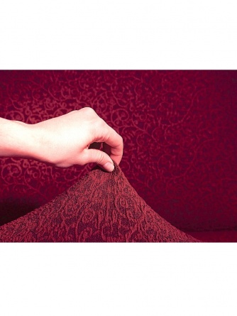 Чехол на стул без оборки Venera "Жаккард", цвет бордовый, 1 предмет фото 15