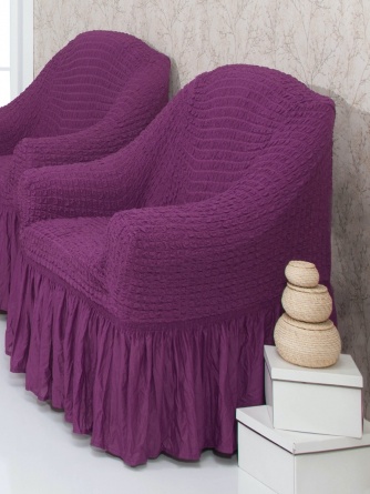 Чехол на кресло с оборкой Venera, цвет фиолетовый фото 4