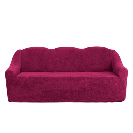 Чехол на трёхместный диван плюшевый Venera, цвет бордовый фото 5