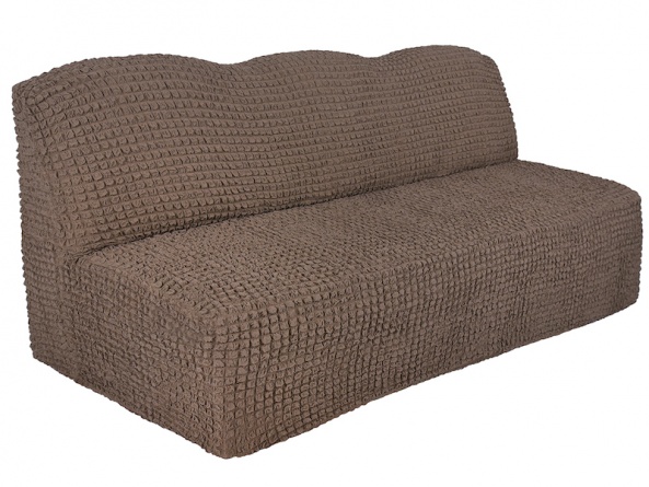 Чехол на трехместный диван без подлокотников и оборки Venera, цвет коричневый фото 2