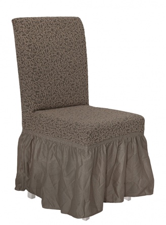 Чехлы на стулья с оборкой Venera "Жаккард", цвет бежевый, комплект 6 штук фото 5